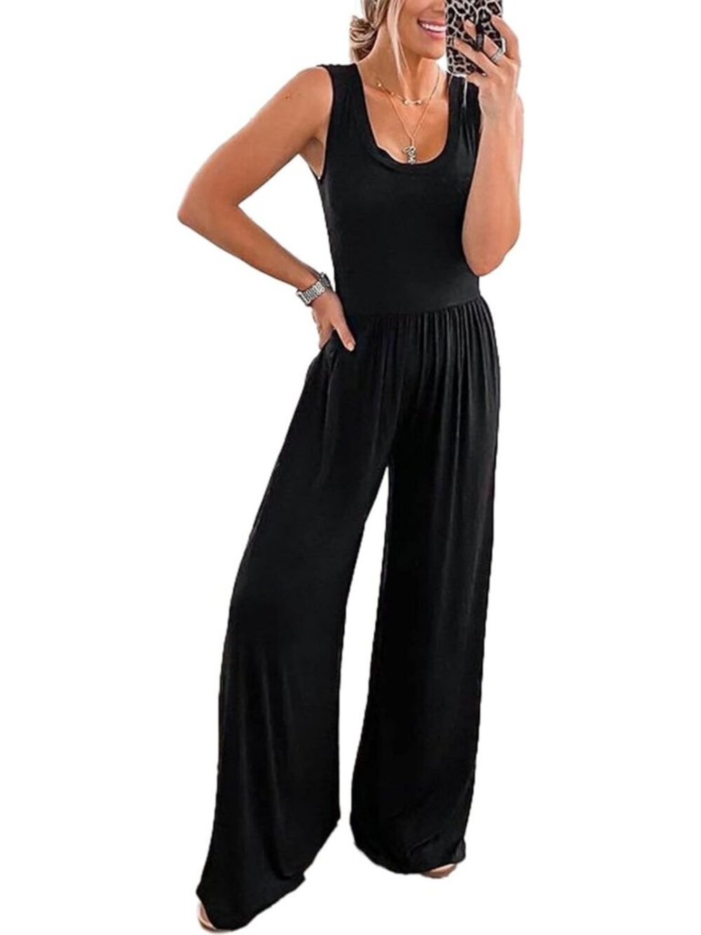 Chic Women's Sleeveless Wide Leg Jumpsuit - Stylish Summer Outfit, Casual